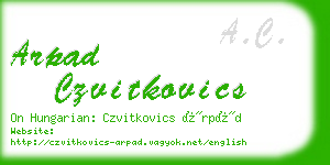 arpad czvitkovics business card